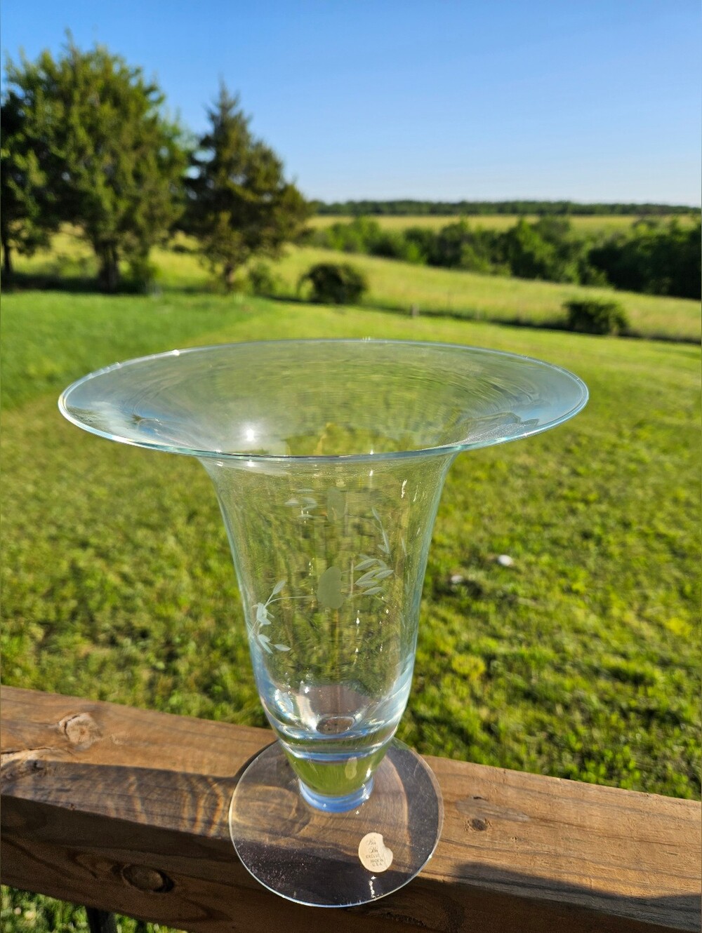 Vintage Princess House HERITAGE 10.25" Flared Crystal Vase Etched Flowers #475